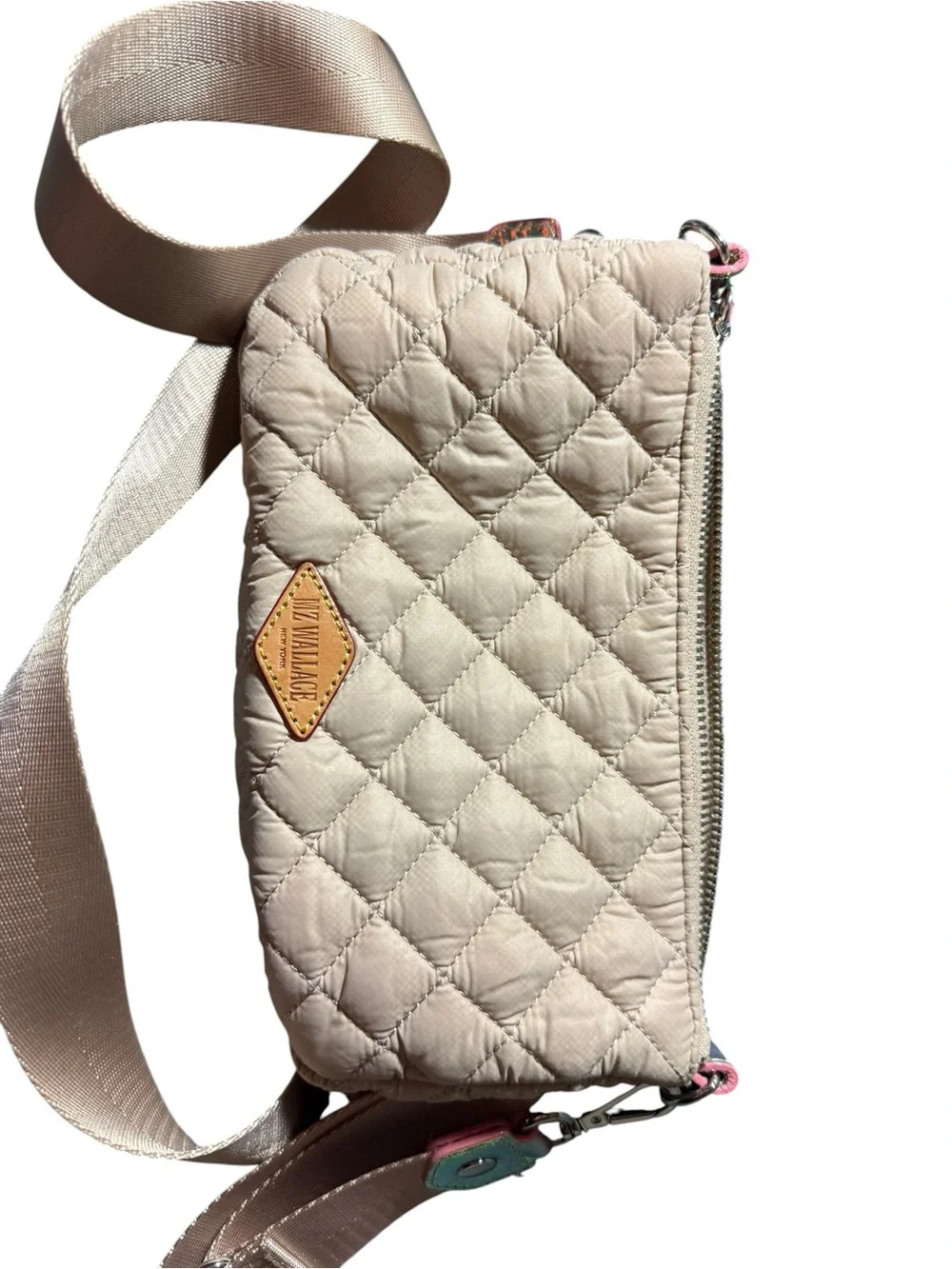 MZ Wallace Crosby Convertible Crossbody Mushroom Pink Opal Leather